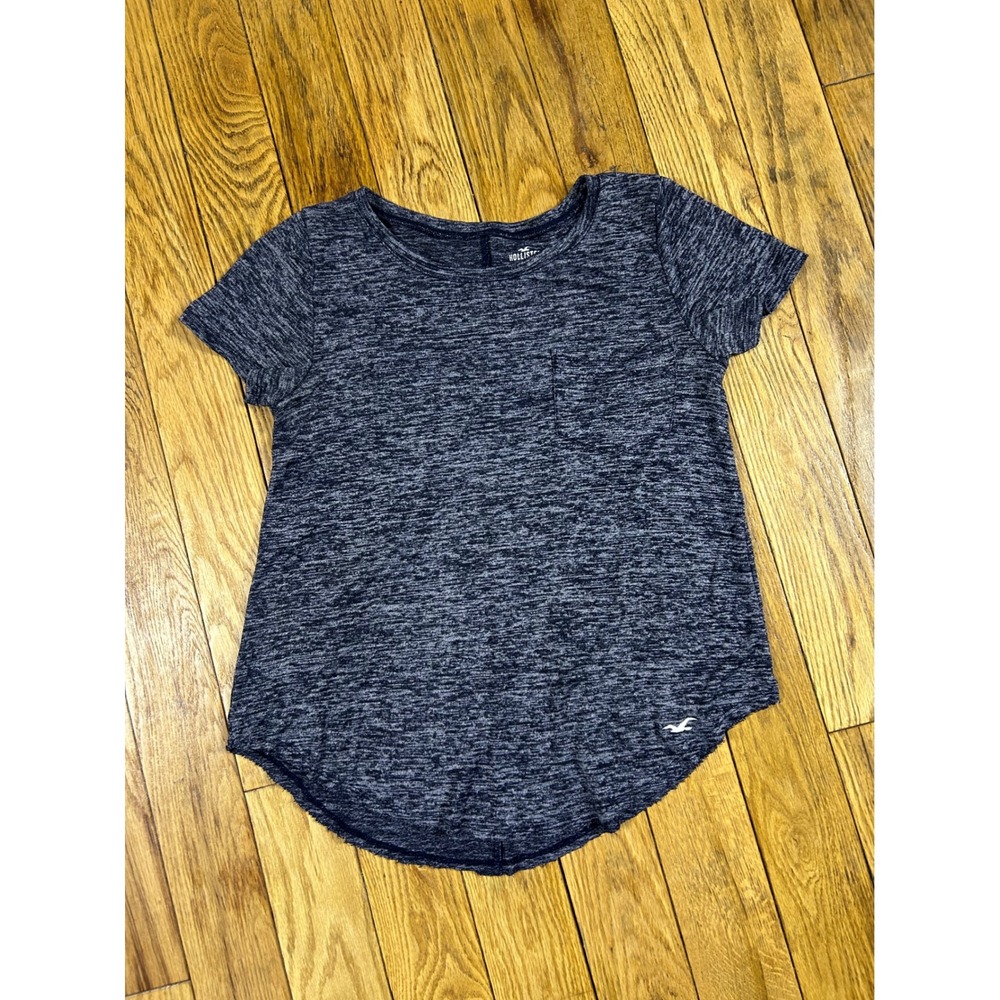 Hollister Heathered Gray Pocket T Shirt Womens XS Short Sleeve Casual Top